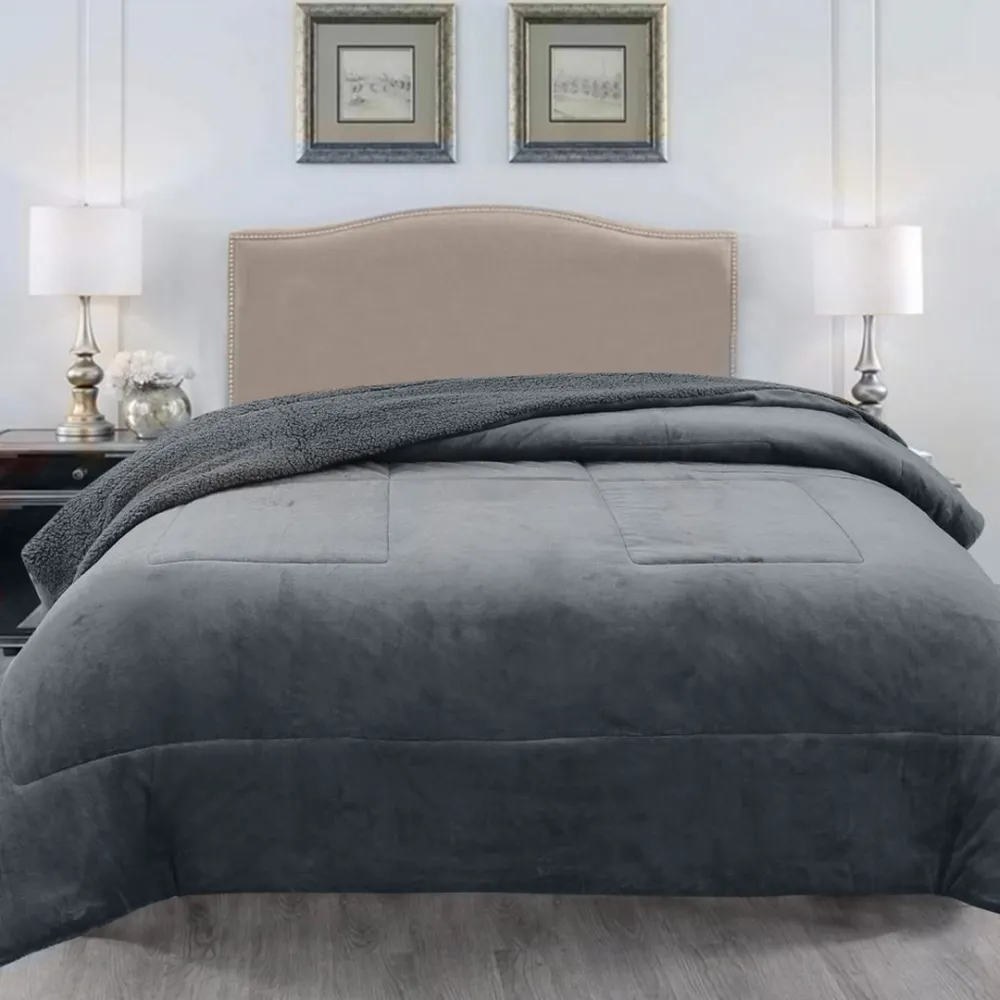 Manta Sherpa Liso Gris