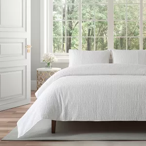 Capa de Edredón Efeito Waffle Branco