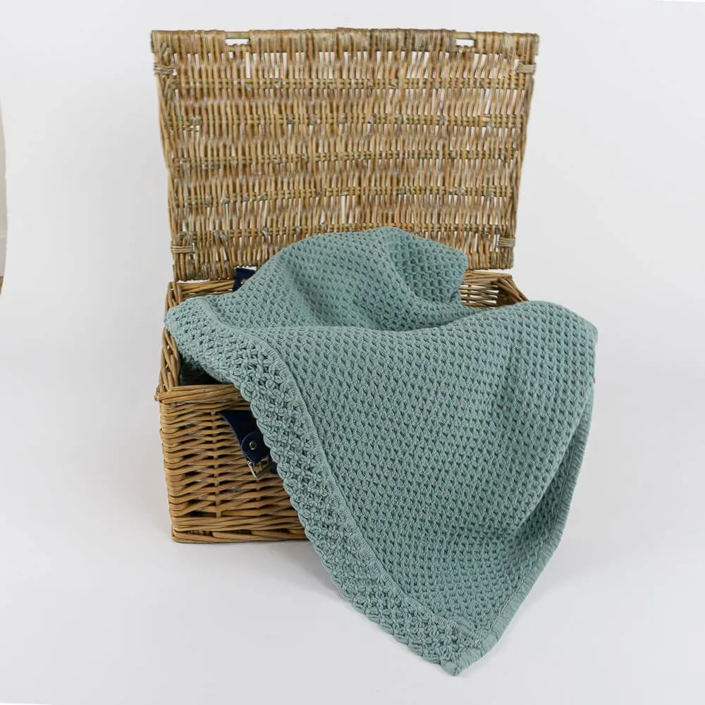 Manta de Algodão com Renda Verde